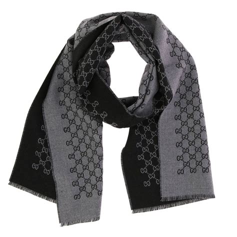 black gucci scarf men's|Gucci black and white scarf.